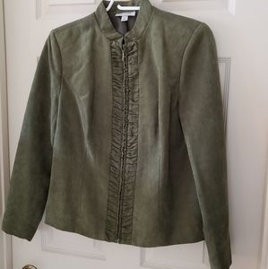 Dress Barn Olive Green Faux Suede Jacket Size Small